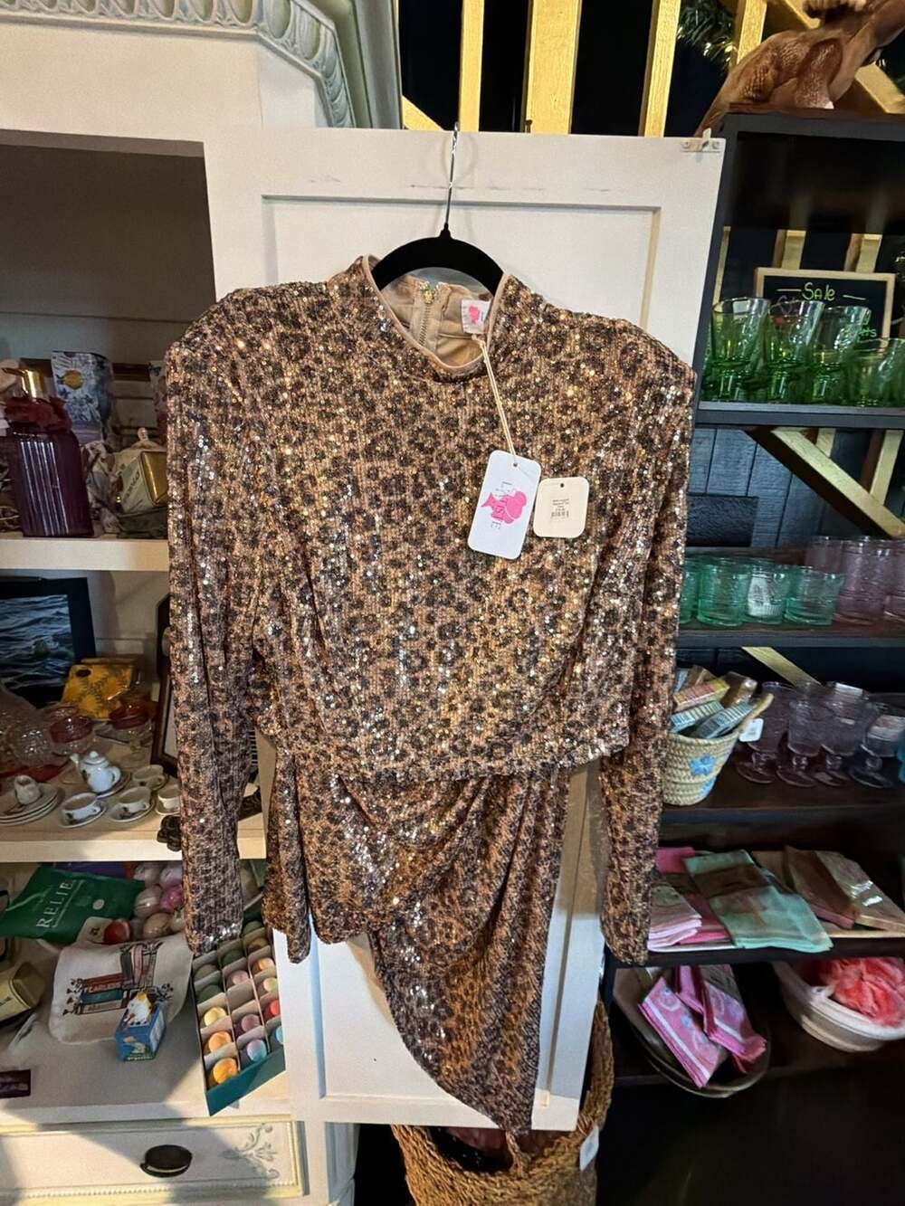 L'atiste Gold Leopard Sequined Two Piece Set